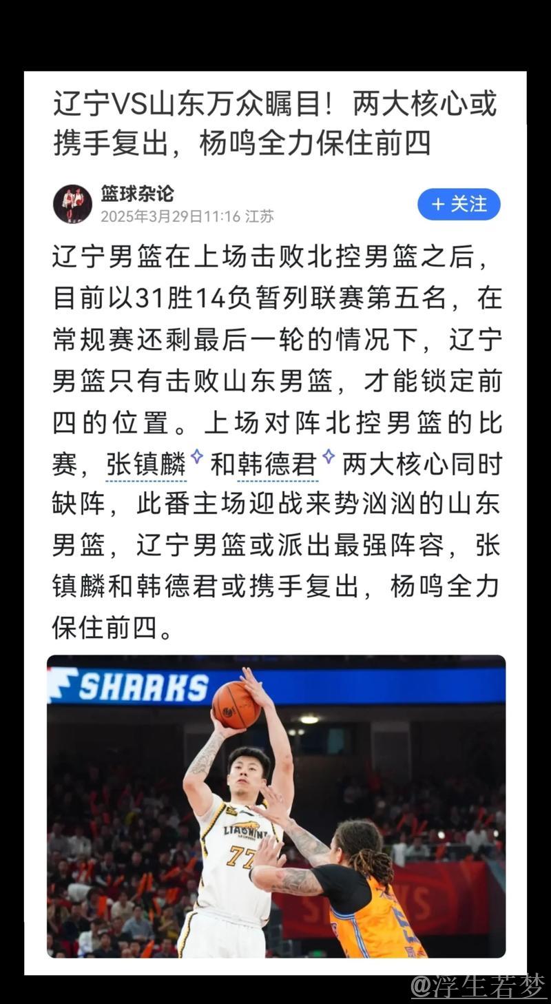 辽宁对阵山东：常规赛3月31日比赛集锦